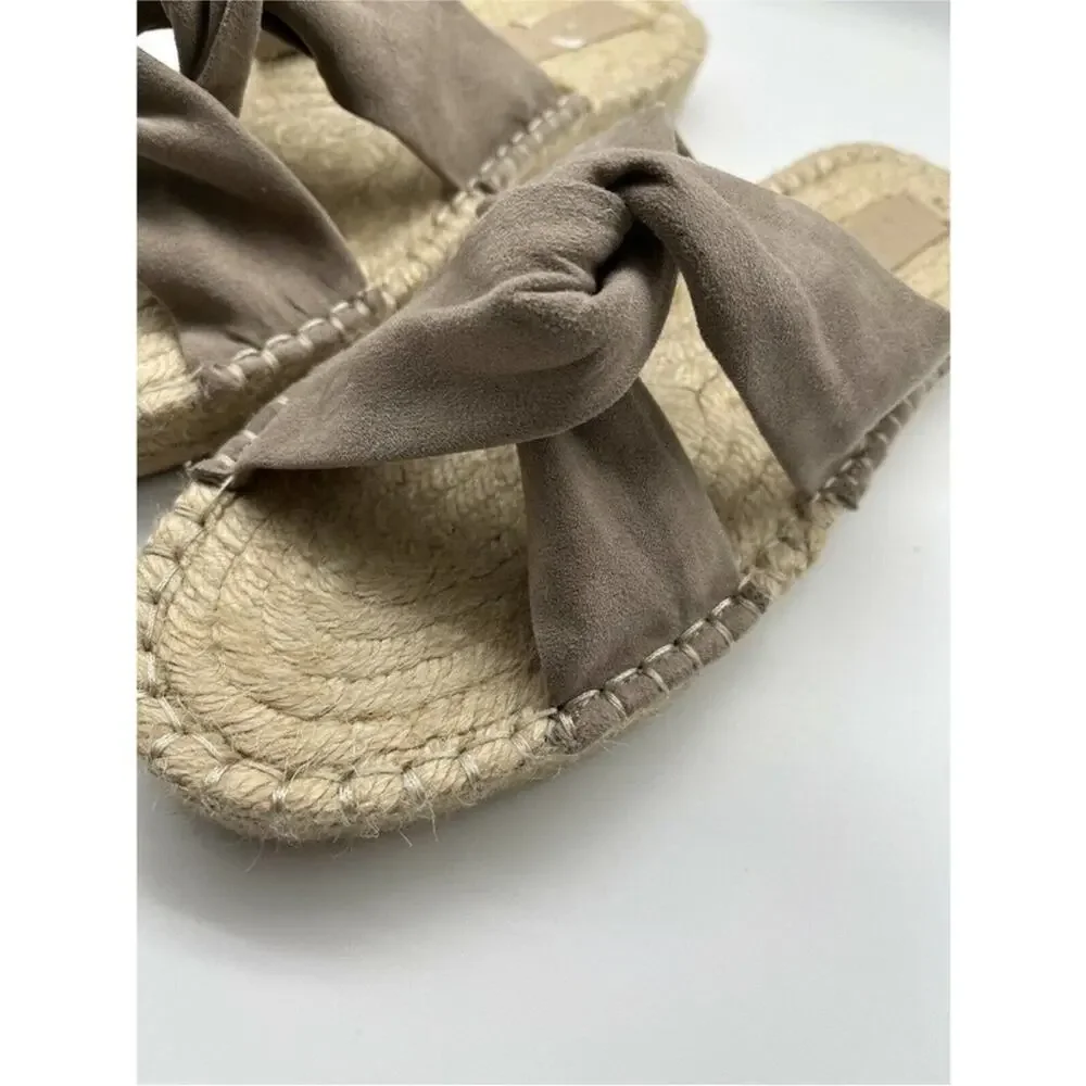 ASOS Design Jolly Knotted Beige Faux Suede Crossover Espadrille Flats Size 9